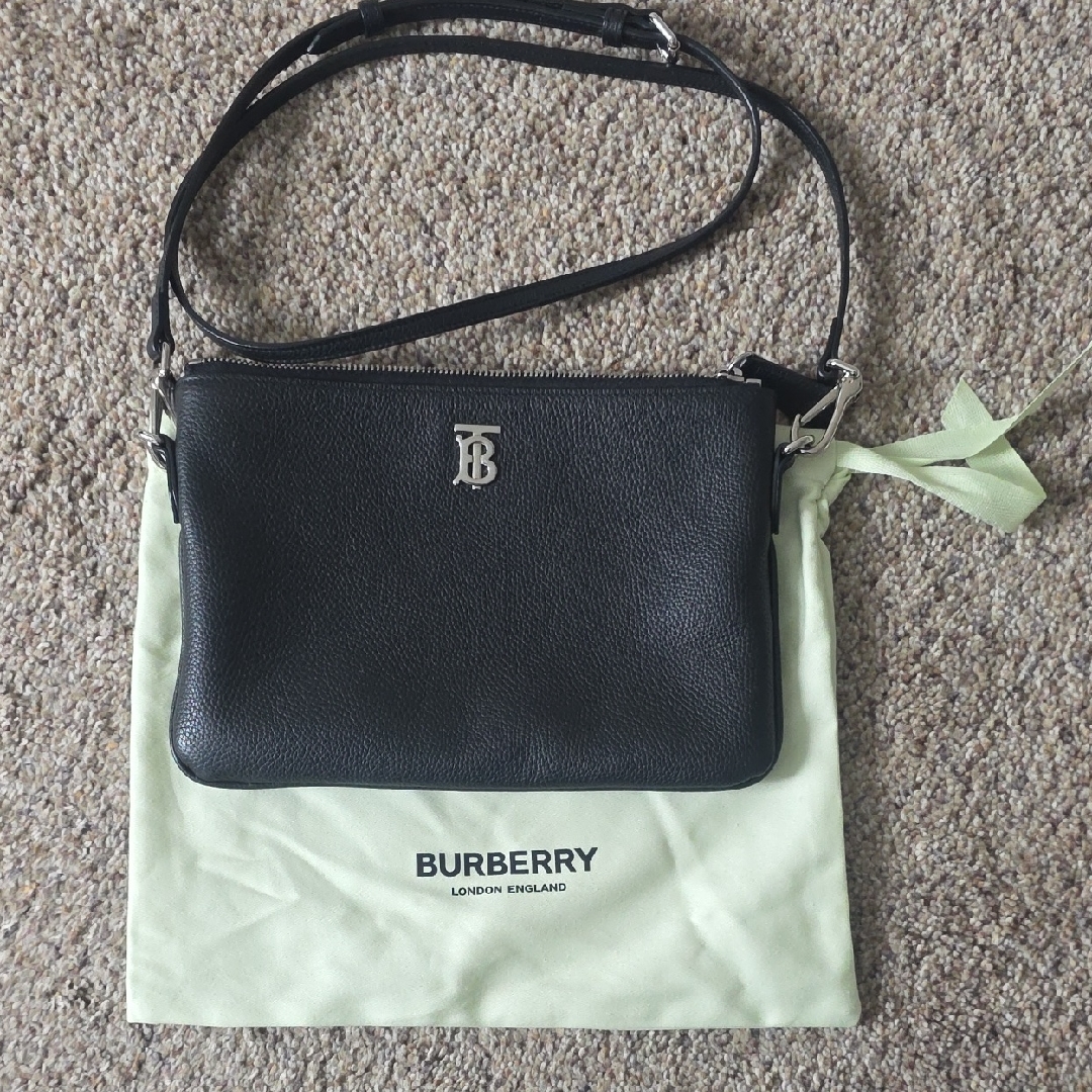 Burberry Black Leather Tb Monogram Crossbody Bag